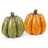 Logbuch-Verlag Herbst Deko 2 Kürbis Figuren grün orange aus Keramik...