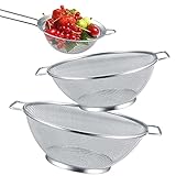 3 Stk Küchensieb Edelstahl, Siebe Ø 24.5 cm & Ø 21.5 cm, feinmaschiger...