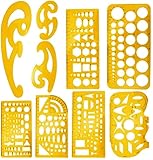 KAHEIGN 9Pcs Zeichenschablone Kurven Vorlage Lineal Set, Geometrie...
