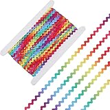 GORGECRAFT 25m Regenbogen-RIC-Rac-Besatz 8mm Zick-Zack-Wellenband Bunt...