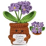 WenmthG Dankeschön Geschenke Gestrickte Lila Blumenpuppe, Kleines...