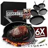 Gusskönig Gusseisen Grillpfännchen für Grill (6er Set) - Gusseisenpfanne...