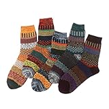 KIFSDLF 5 Paar Herrensocken, dicke Schafwollsocken, warme im Retro-Stil,...
