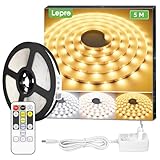 Lepro LED Strip 5M Set Dimmbar,Warmweiß bis Kaltweiß LED Streifen 12V...