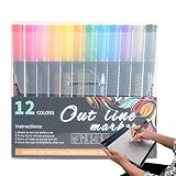 Duals Brush Pen Set, 12 Farben Marker, Doppellinien Stift, Journal Stifte,...