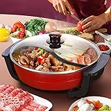 6L Elektrische Hot Pot, 1360W 220V Twin Hot Pot Shabu Induktion Feuertopf...