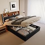 JYNVO Doppelbett 140x200 mit Stauraum, integrierte USB-Ladeanschlüsse und...
