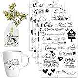 Rub On Sticker - 5 Bogen Sprüche HAPPY HOME - Rub On Folie...