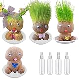 4 Stück Grass Head Doll Bonsai Growing Plants, Graskopf Puppenpflanze mit...