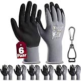 6 Paar Arbeitshandschuhe mit grip herren, mit Rutschfeste...