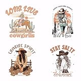 SUPERDANT 4 Stück Cowgirls Transferpapier Zum Aufbügeln Western Cowgirl...