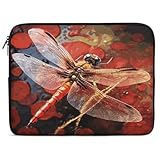 Rote Libellen-Laptophülle, 17 Zoll, stoßfeste Schutzhülle, 25,4-43,2 cm...