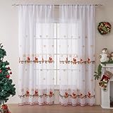 Lukery Weiß Transparent Vorhänge Wohnzimmer 2er Set, Weihnachten...