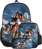 lFTEGUFKXS Weihnachten Motorrad rucksack sets Schulrucksack Motocross...