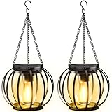 BUCASA Solarlampen für Außen Hängend, 2 Stück Metall Solar Laternen...