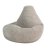 Icon Dalton Sitzsack Kinder, Beige, Flauschiger Cord Stoff, Sitzsack Cord...
