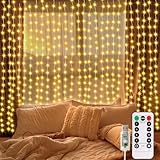 300 Led Lichtervorhang Innen mit 10 Haken 3 X 3M Lichterketten Vorhang 8...