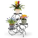 HLC 3 Töpf Metall Blumenständer Blumentreppe Pflanzer, S-förmig Schwarz