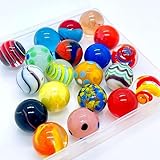 FSWWSF 20 Stück Glasmurmeln, Bunte Murmeln, Murmelspiel,16mm Murmeln...