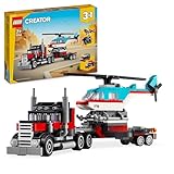LEGO Creator 3in1 Tieflader mit Hubschrauber, Fahrzeuge-Set mit Helikopter-...