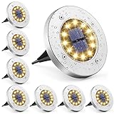GIGALUMI Solar Bodenleuchten 12 LEDs 8 Stück Solarleuchten Warmweiß...