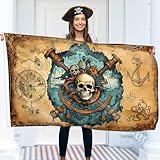 Piratenflagge 90x150 cm mit Ösen – Groß Piratenflagge Kinder –...