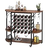 Dripex Weinregal, Weinschrank für 25 Flaschen, Weinständer mit Glashalter...