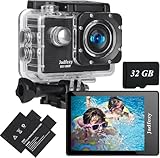 Jadfezy Dual Action cam mit 32G Karte Helmkamera,unterwasserkamera mit Zwei...
