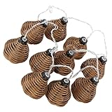 CLISPEED Dekorative Lichterkette mit Realistischen Rattanbällen LED...