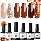 Modelones UV Nagellack Set Herbst Winter Kürbis Orange Nude Braun Glitter...