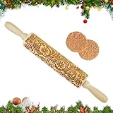 BNGXR Weihnachten Geprägt Teigroller, Weihnachten Präge Nudelholz, 3D...
