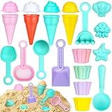 Sandspielzeug für Kinder, 21-teiliges Sandspielzeug-Set mit Eis-Formen &...