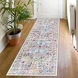 SHACOS Boho Teppich Läufer Flur rutschfest 60 x 180 cm Bunt Teppichläufer...