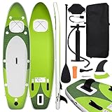 SUP-Board-Set Aufblasbar Grün 300x76x10 cm, ShGaxin Stand Up Paddling...