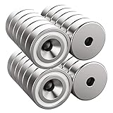 Magnetpro 24 Stück Magnete 10 KG Kraft 20 x 7 mm mit Loch und Kapsel,...