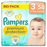 Pampers Premium Protection BIG PACK, Midi, Windeln Größe 3 (6kg-10kg), 58...