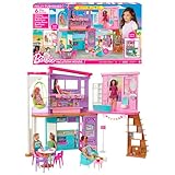 Barbie-Ferienhaus (116 x 77,9 cm), 6 Spielbereiche, komplett eingerichtet...