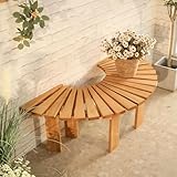 XDOPIRRS Halbrunde Gartenbank, Gebogene Holzbank, Sitzfläche aus...