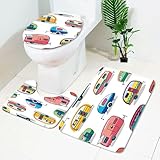Bad Teppiche Set Rosablaues Auto Badezimmerteppich Waschbar WC Vorleger mit...