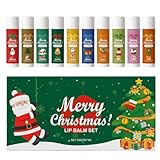 10 Stück tragbare natürliche Weihnachtslippenbalsam mit | Nährender...