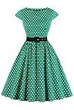 AXOE Damen Rockabilly Kleider 50er Jahre Baumwolle Gürtel Grün...