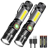 Karrong Taschenlampe LED Aufladbar mit Magnet COB Seitenlicht Zoombar,...