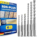 S&R Hammerbohrer, Steinbohrer/Betonbohrer, 6-teiliges SDS PLUS-Bohrer-Set...