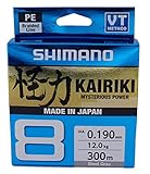 SHIMANO Kairiki 8, 300 Meter, Hellgrau, 0.280mm/29.3kg, 8fach Geflochtene...