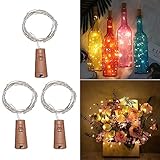Akynite Korken LED Flaschenlicht Warmweiß mit Batterie, 20 LEDs 2M...