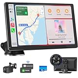 Wireless Carplay Autoradio mit 4K Dashcam,9 Zoll Tragbarers Touchscreen...