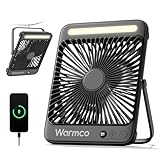 Warmco 20000mAh Tragbarer Camping Ventilator 27cm mit LED-Licht,...