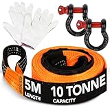 GADLANE Hochsichtbares Abschleppseil, 5 m, 10 Tonnen Kapazität,...
