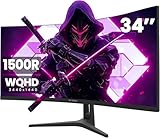 CRUA 34 Zoll UltraWide Curved Gaming Monitor, WQHD 3440x1440, 165Hz, 1ms...