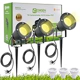 OMSEN Gartenstrahler mit Erdspieß GU10 7W Warmweiß 230V, Robuste IP67...
